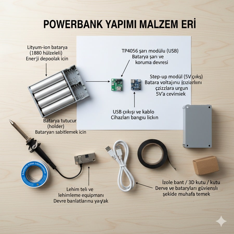 Powerbank Yapımı malzemeleri