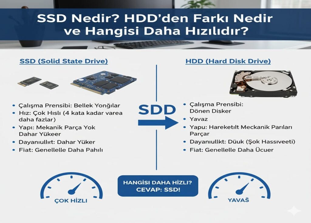 SSD Nedir? HDD’den Farkı Nedir ve Hangisi Daha Hızlıdır?
